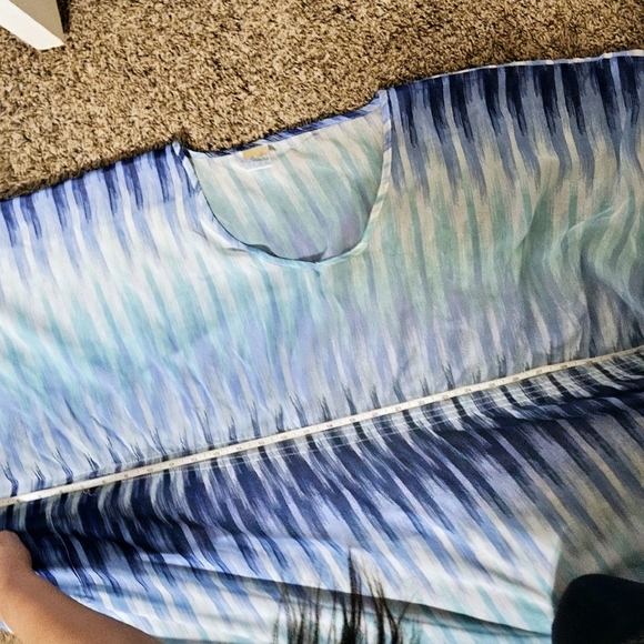 RAYS AND WAVES POLYESTER CHIFFON COVERUP blue and Multi-color One Size Fits Most - Picture 6 of 6